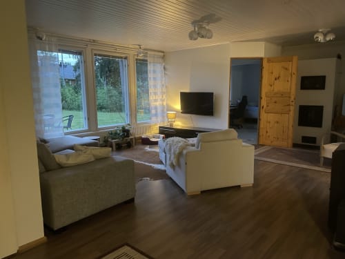 Cozy living room with fire place