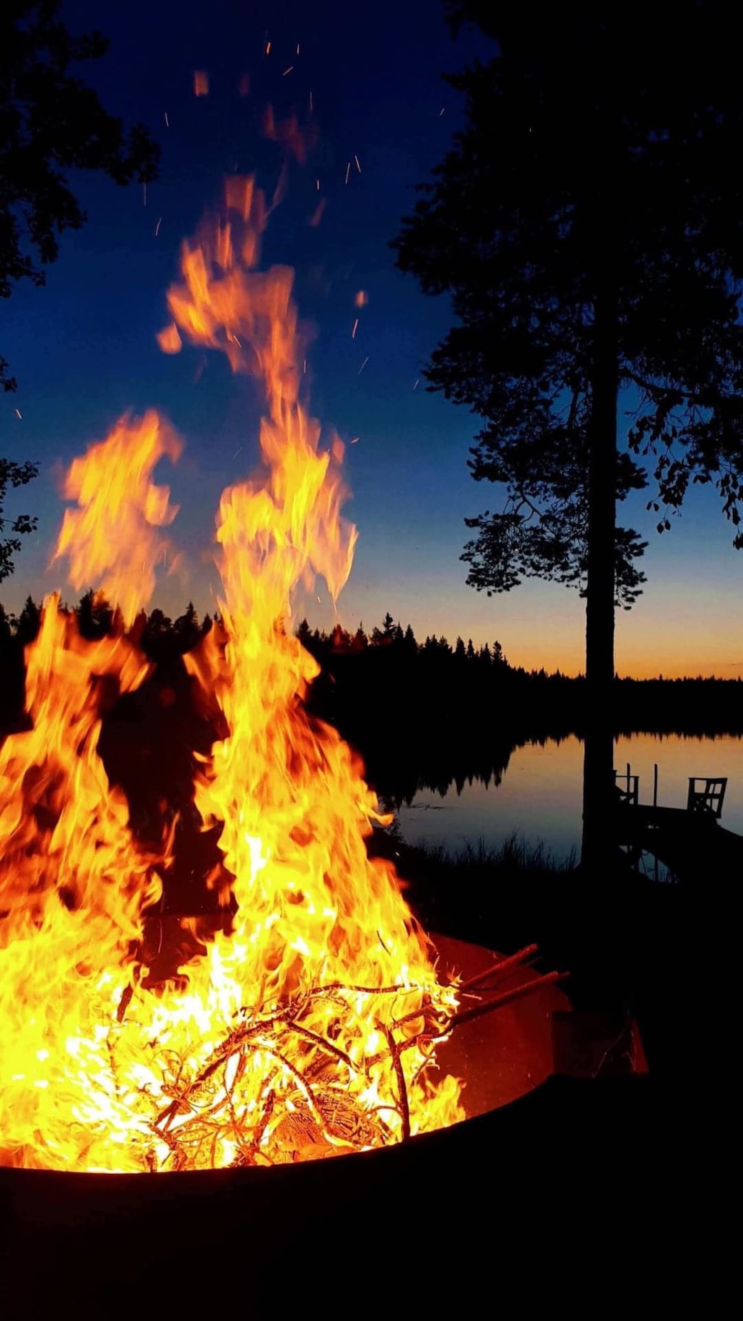 Campfire at night.