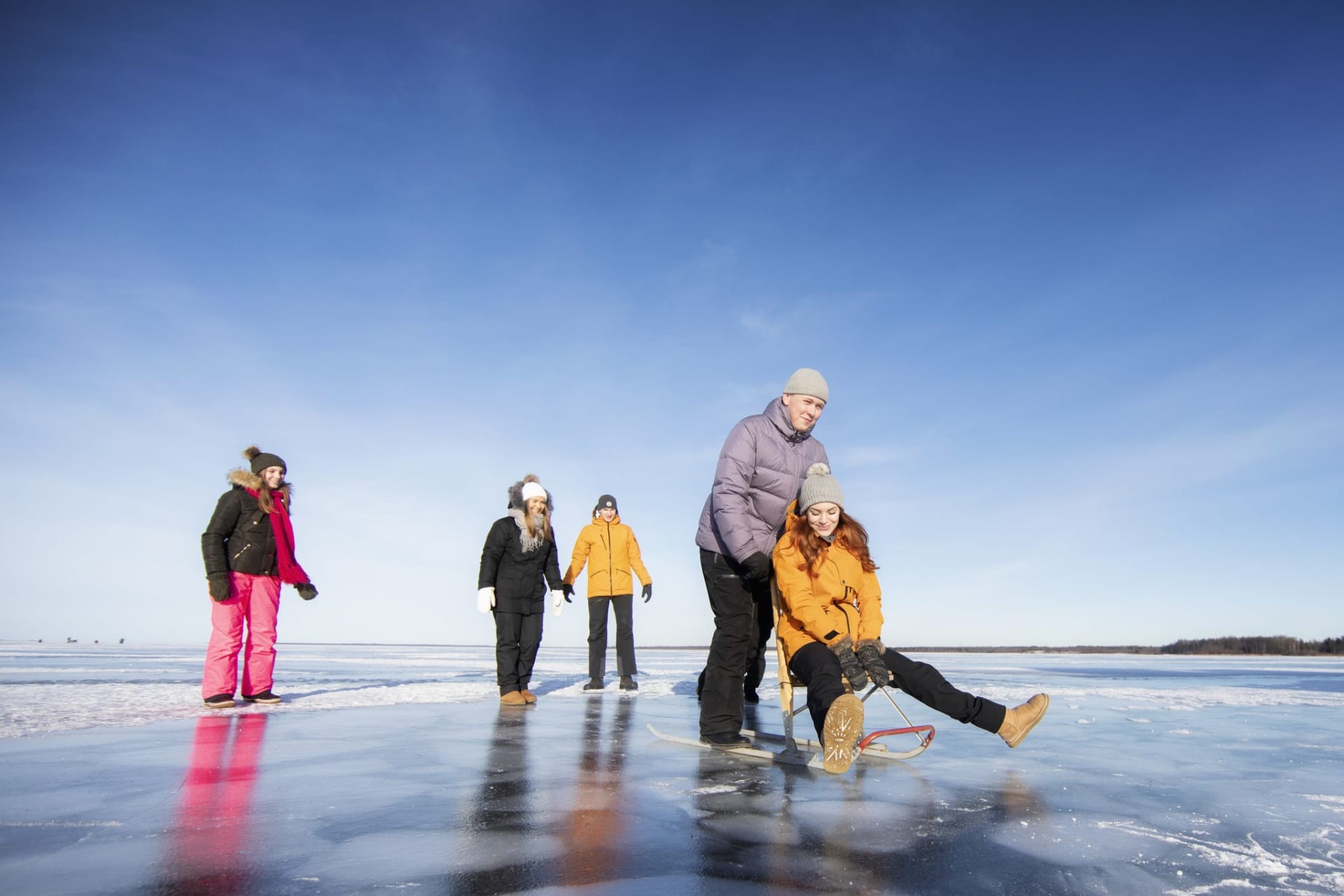 Kicksledge trip on the frozen sea.