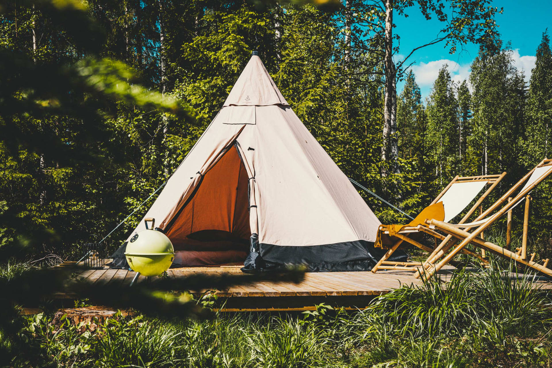 Glamping tent in the forest
