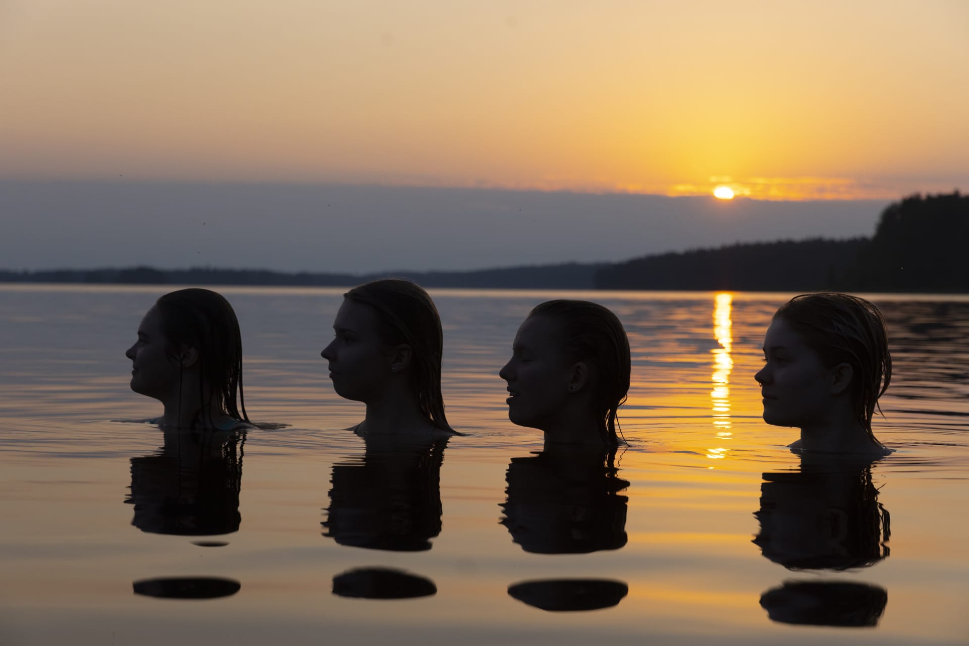 Students of the Kuhmo music courses in Lake Lammasjärvi