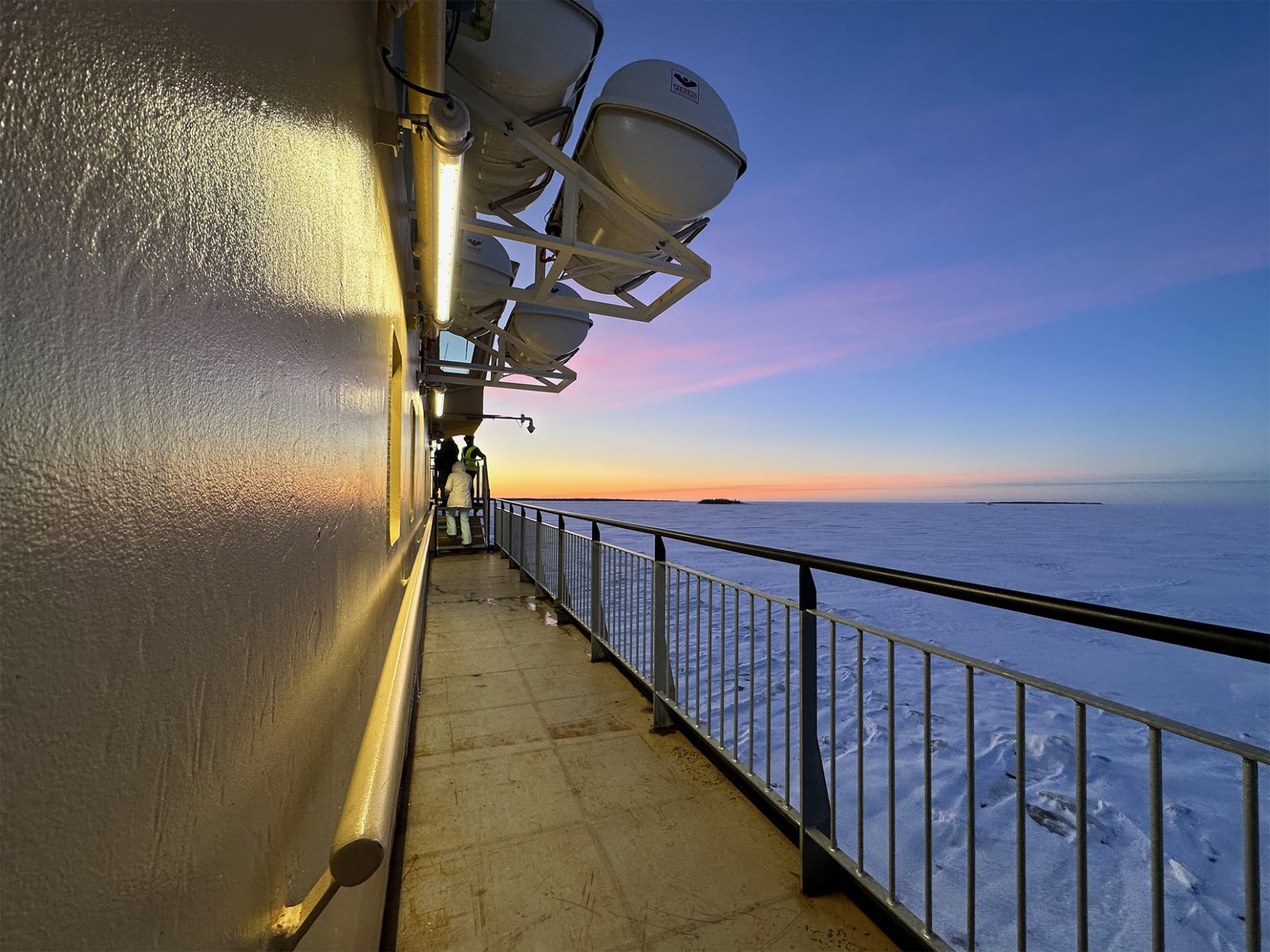 View to the frozen sea from icebreaker Arktis Kemi