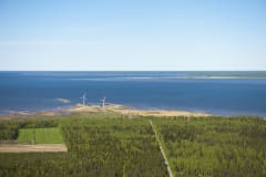 Aerial view of Varessäikkä beach Island of Hailuoto just 6 kilometers away on the background