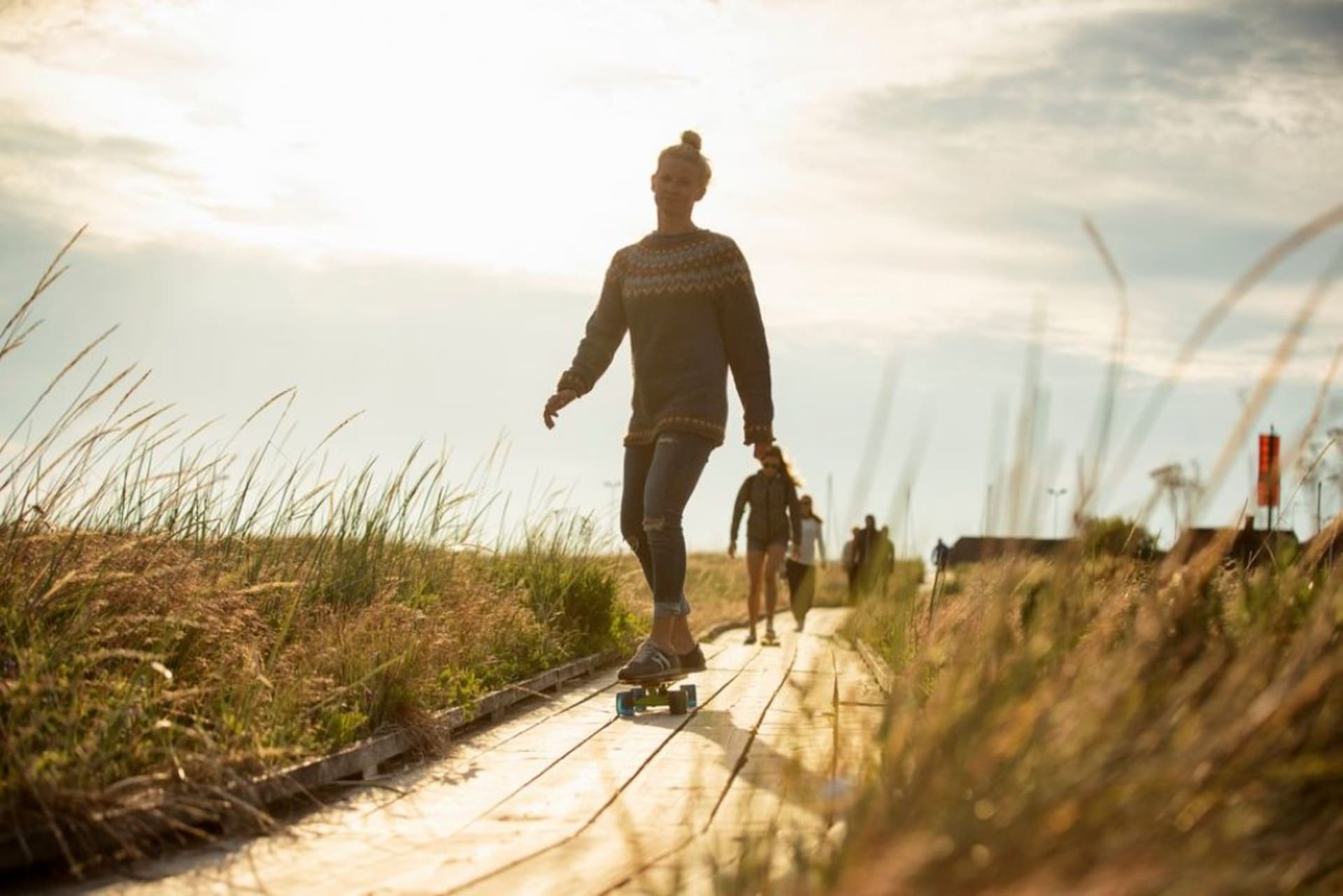 Longboarding at the beach