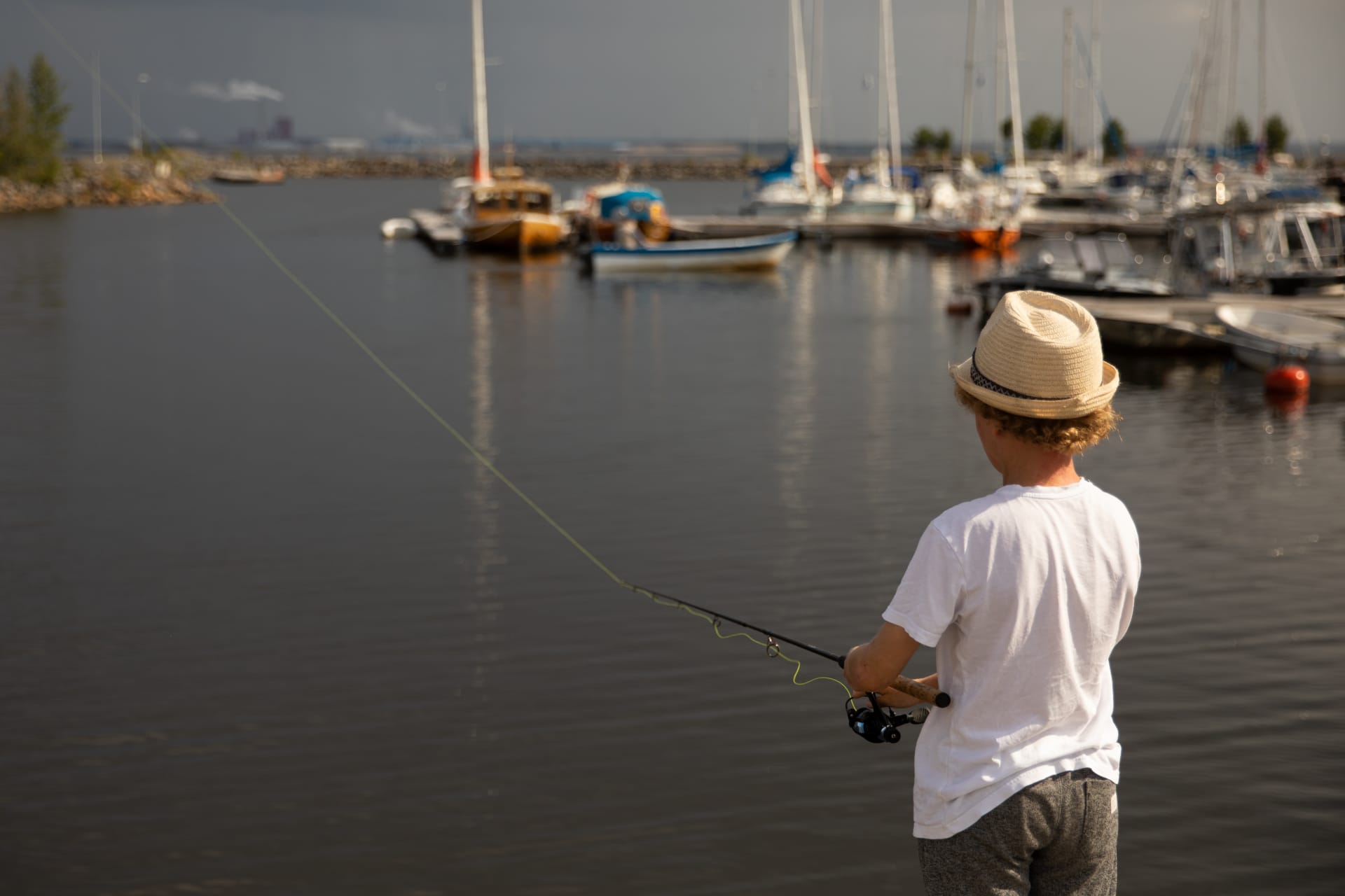 A fisher at Varjakka harbour.