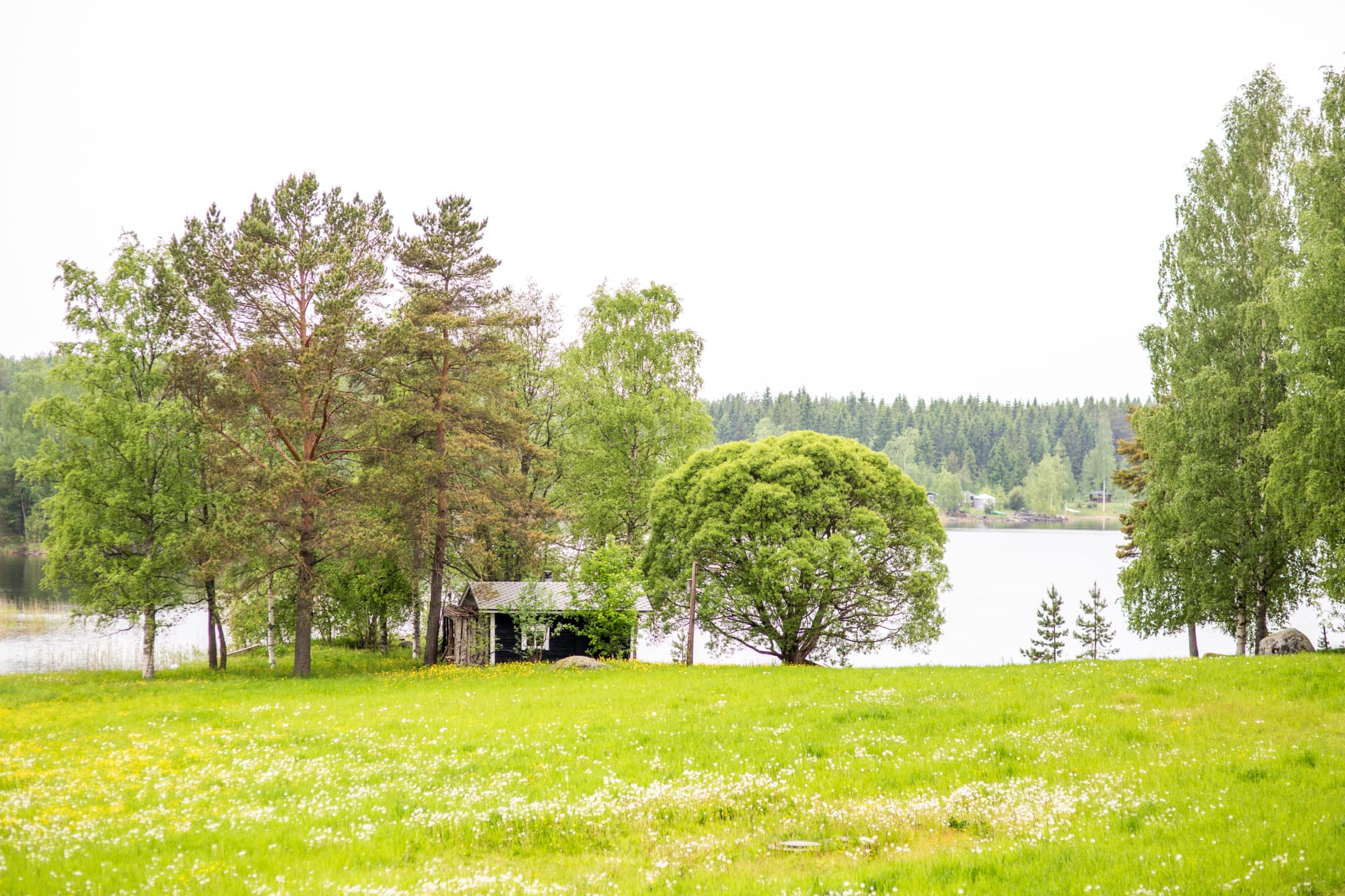 Traditional finnish sauna by the lake Saimaa, Puruvesi
