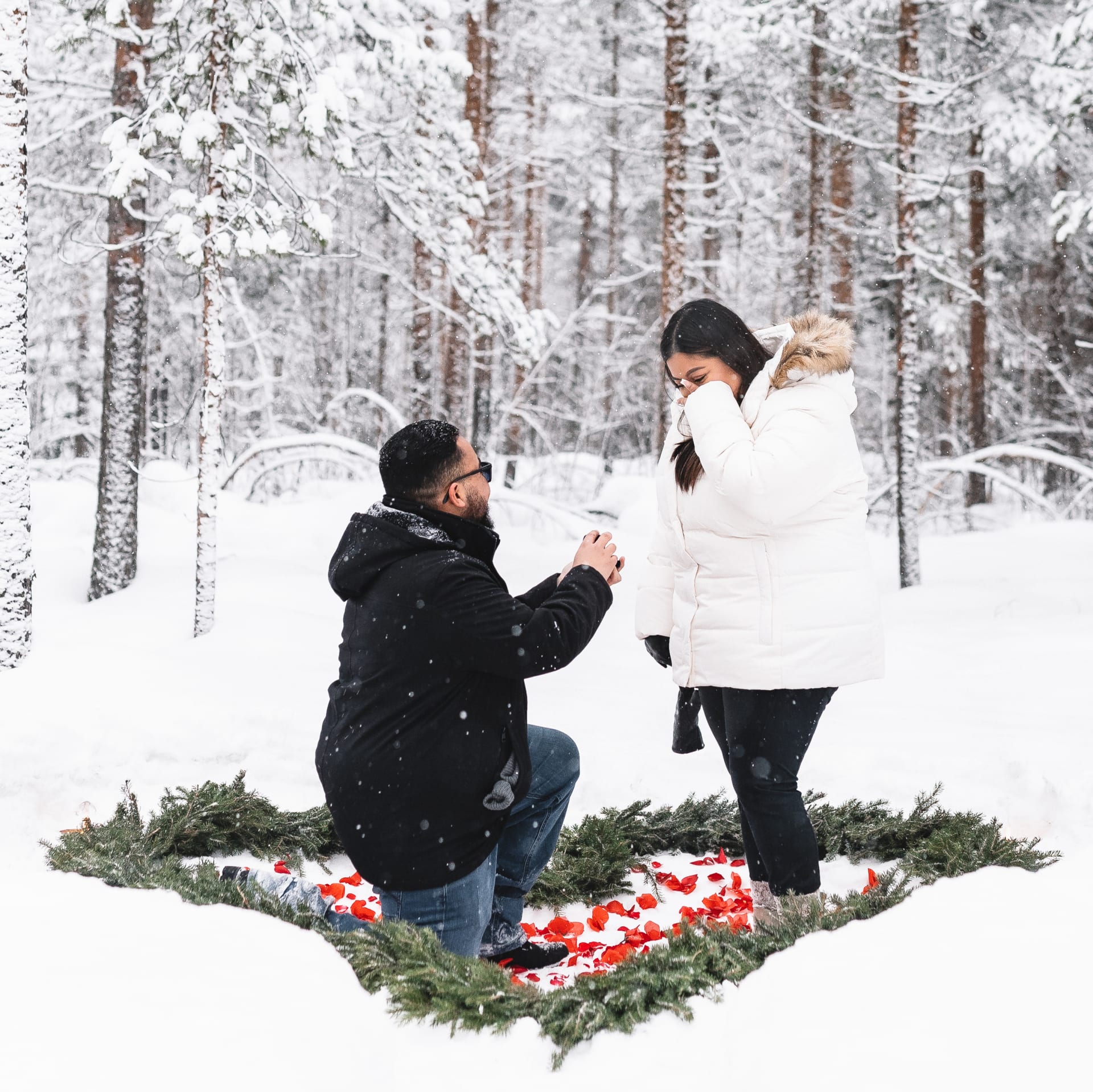 Surprise proposal in the Santa Claus Village