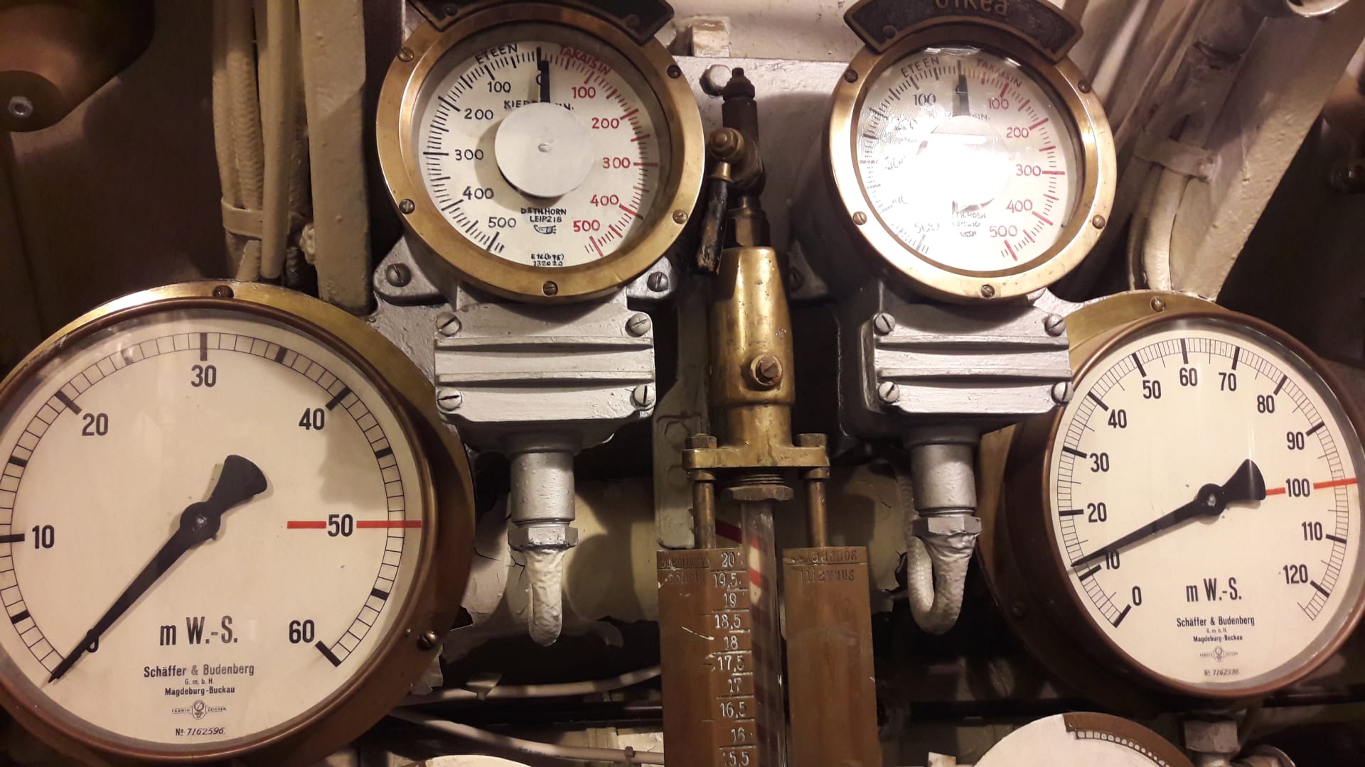 Indicators inside of the submarine Vesikko.