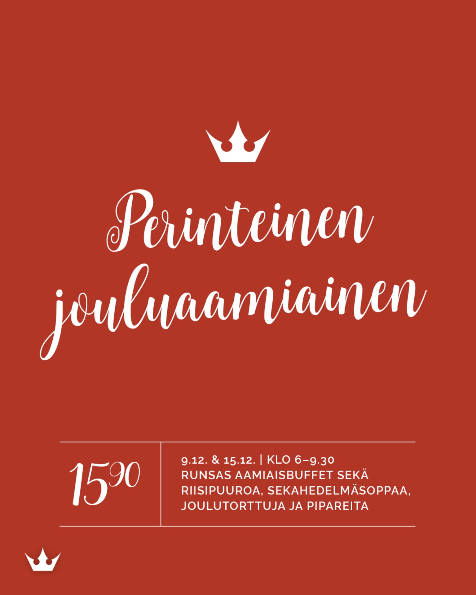 Perinteinen jouluaamiainen Raahen Hovissa