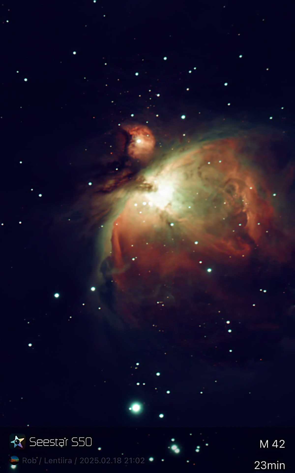 Orion Nebula photographed in Lentiira
