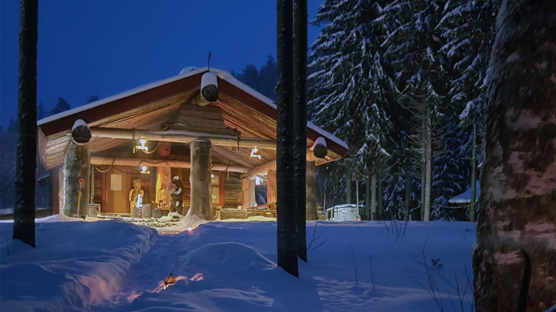 Smoke sauna winter