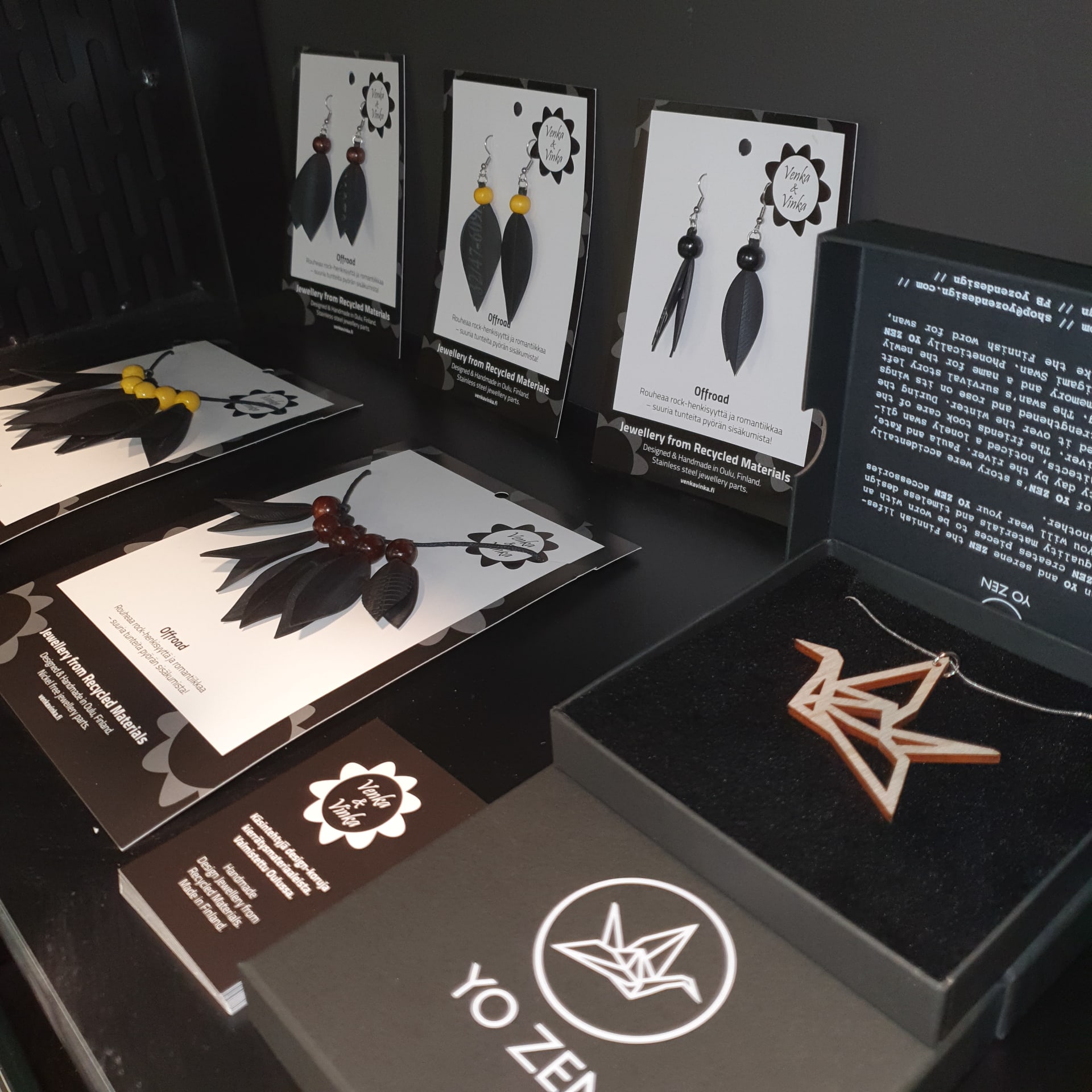 Oulushop selection includes localy made jewelry.