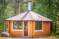 There is a barbeque hut in the garden of the villa.