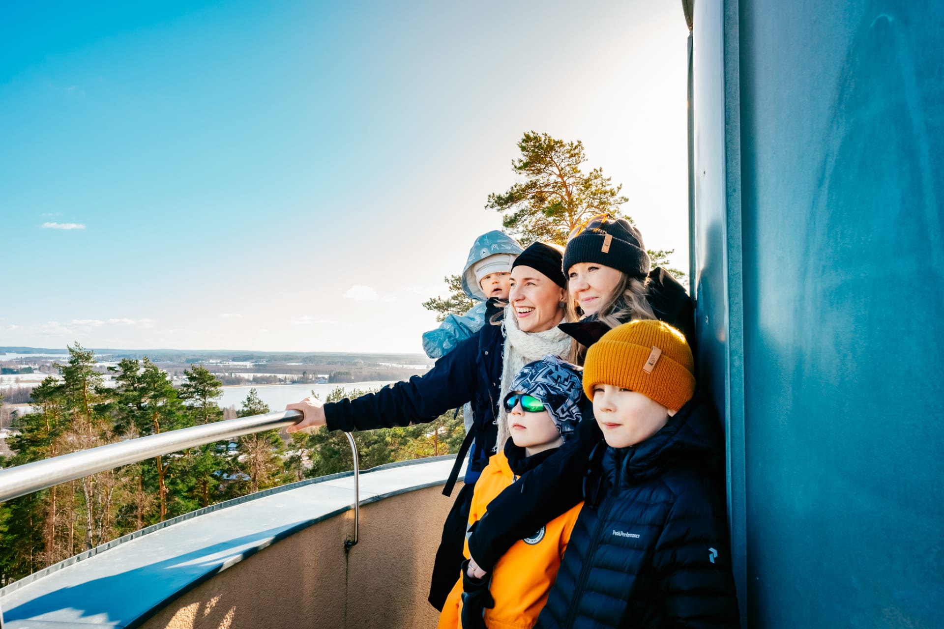 People enjoying the landscape from a viewing tower