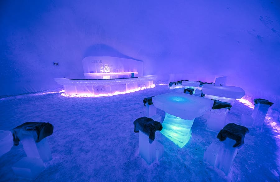 Ice bar inside the Arctic SnowHotel.