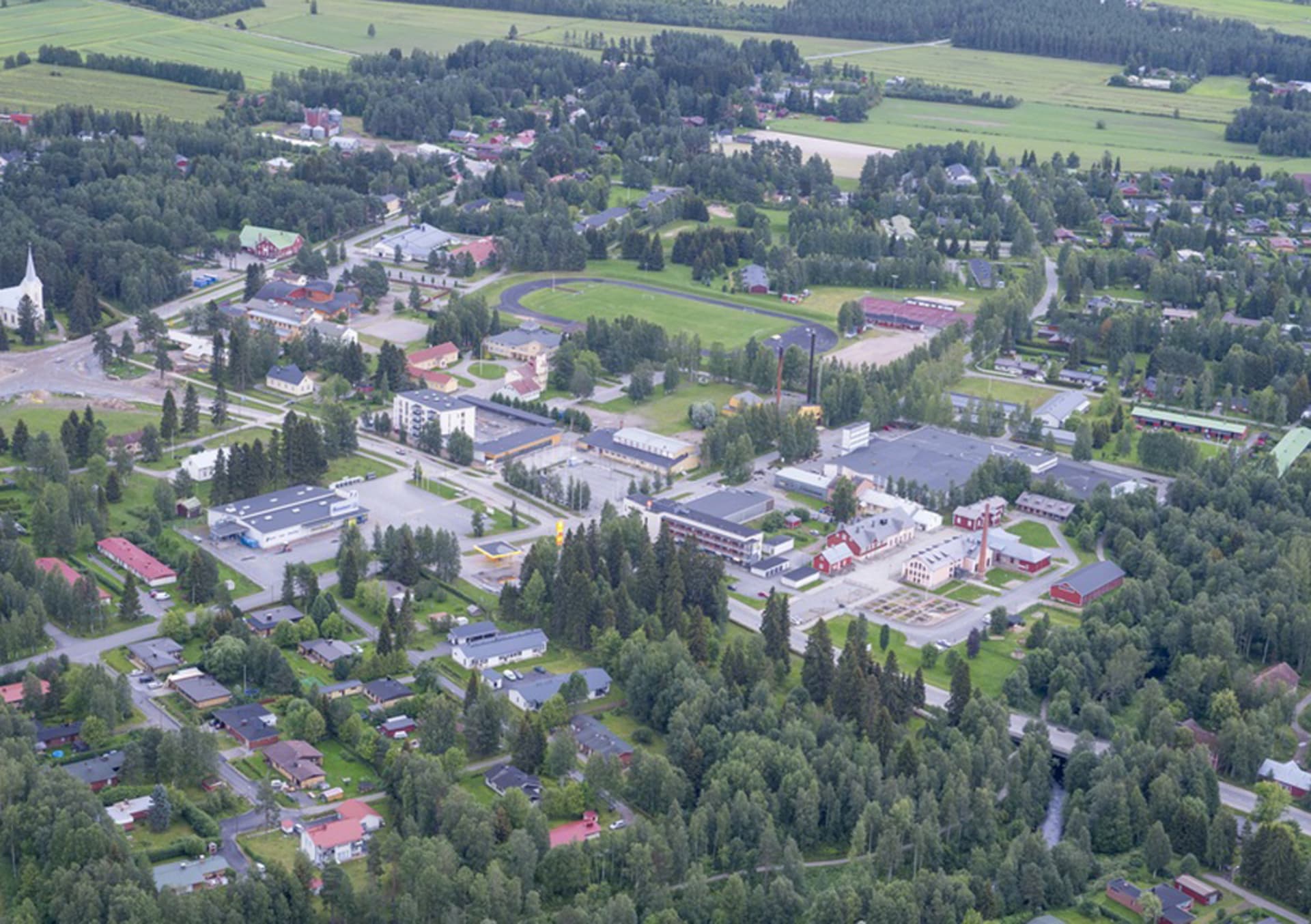 Tyrnävän kuntakeskus ilmasta Tyrnävän kuntakeskus ilmasta