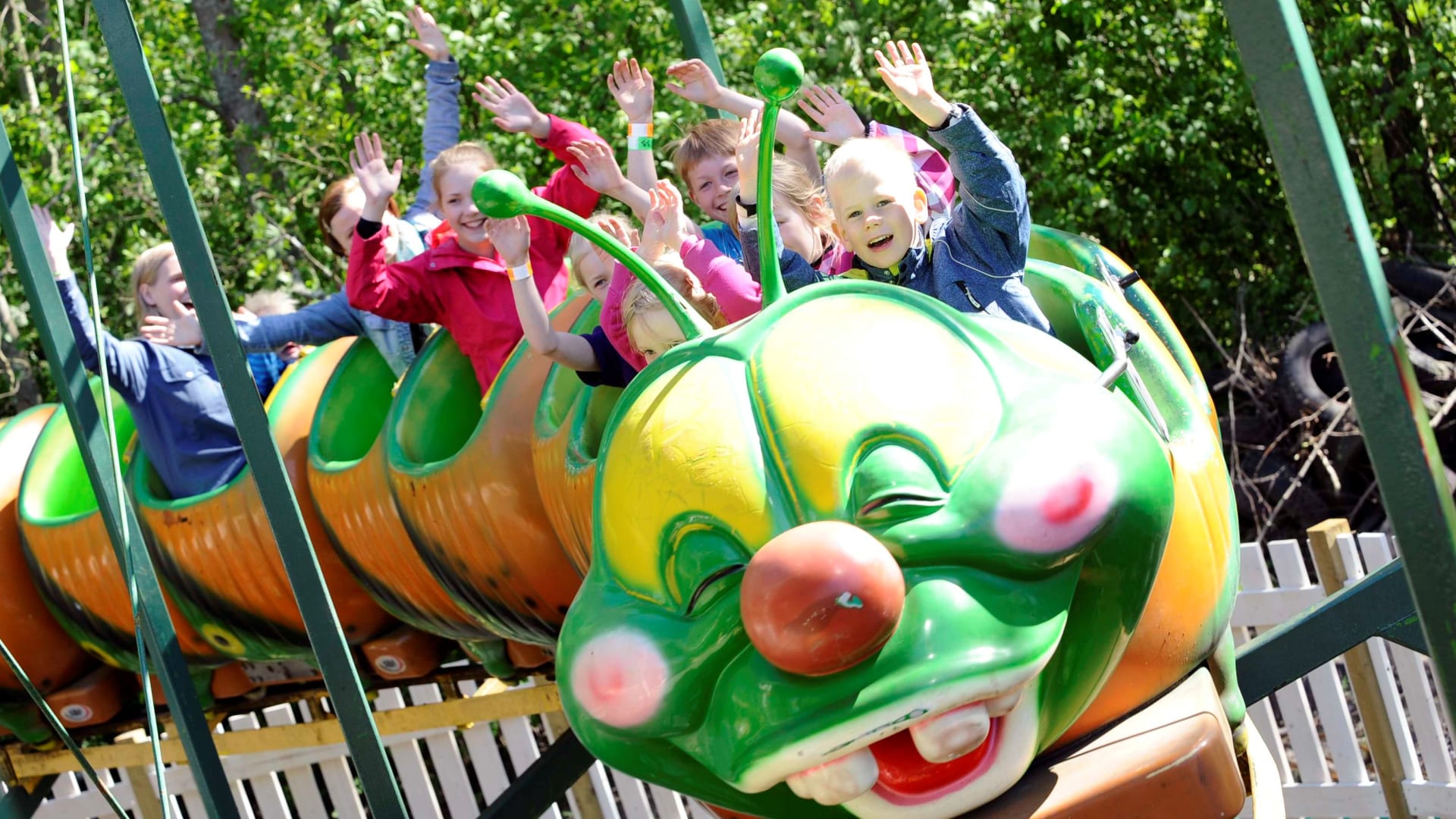 Kids favorite roller coaster ride in amusement park Vauhtipuisto.
