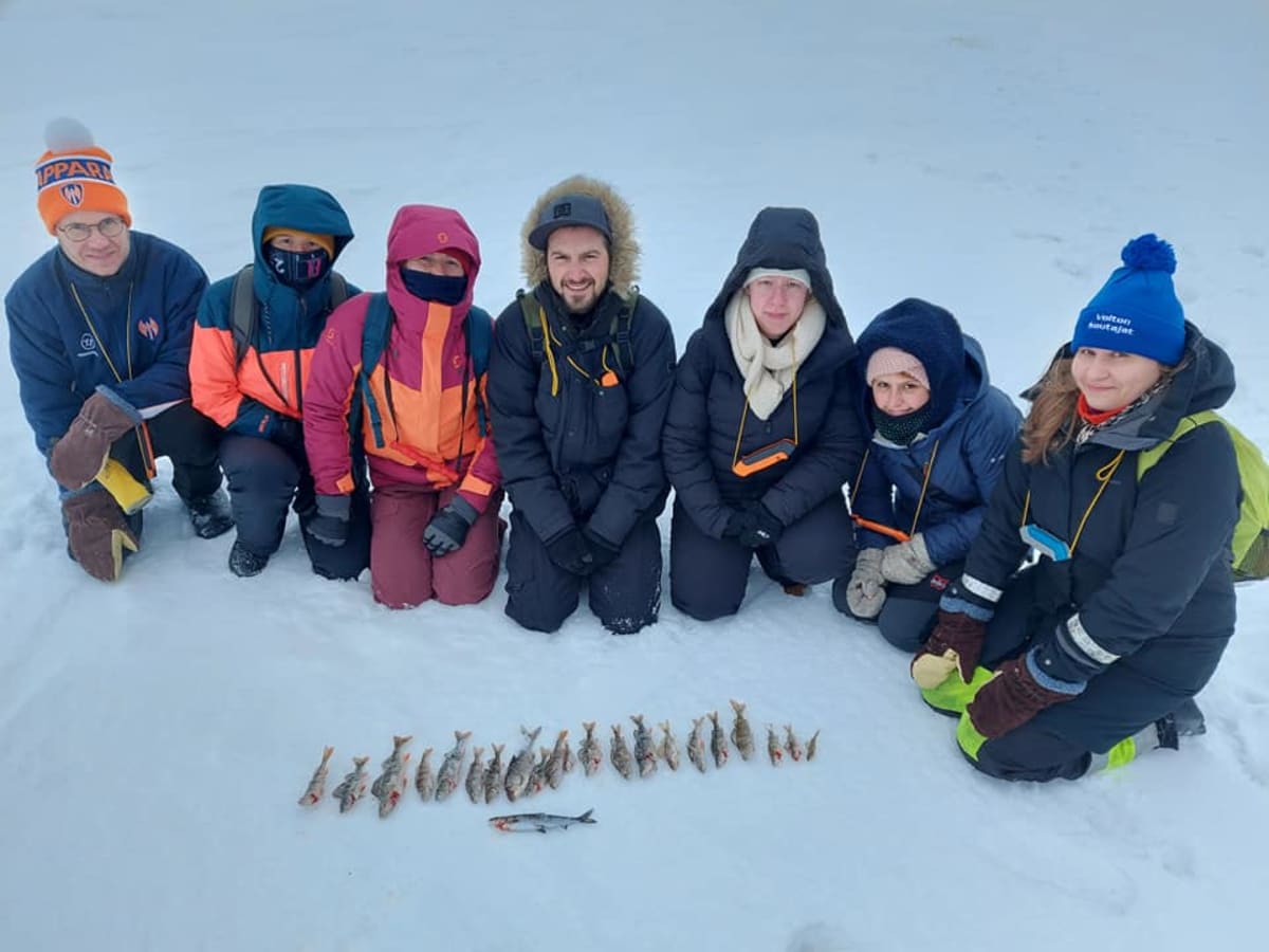 Ice fishing in Nallikari, Oulu