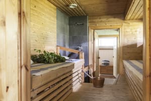 Wood heated sauna