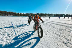 Biking over the frozen lakes