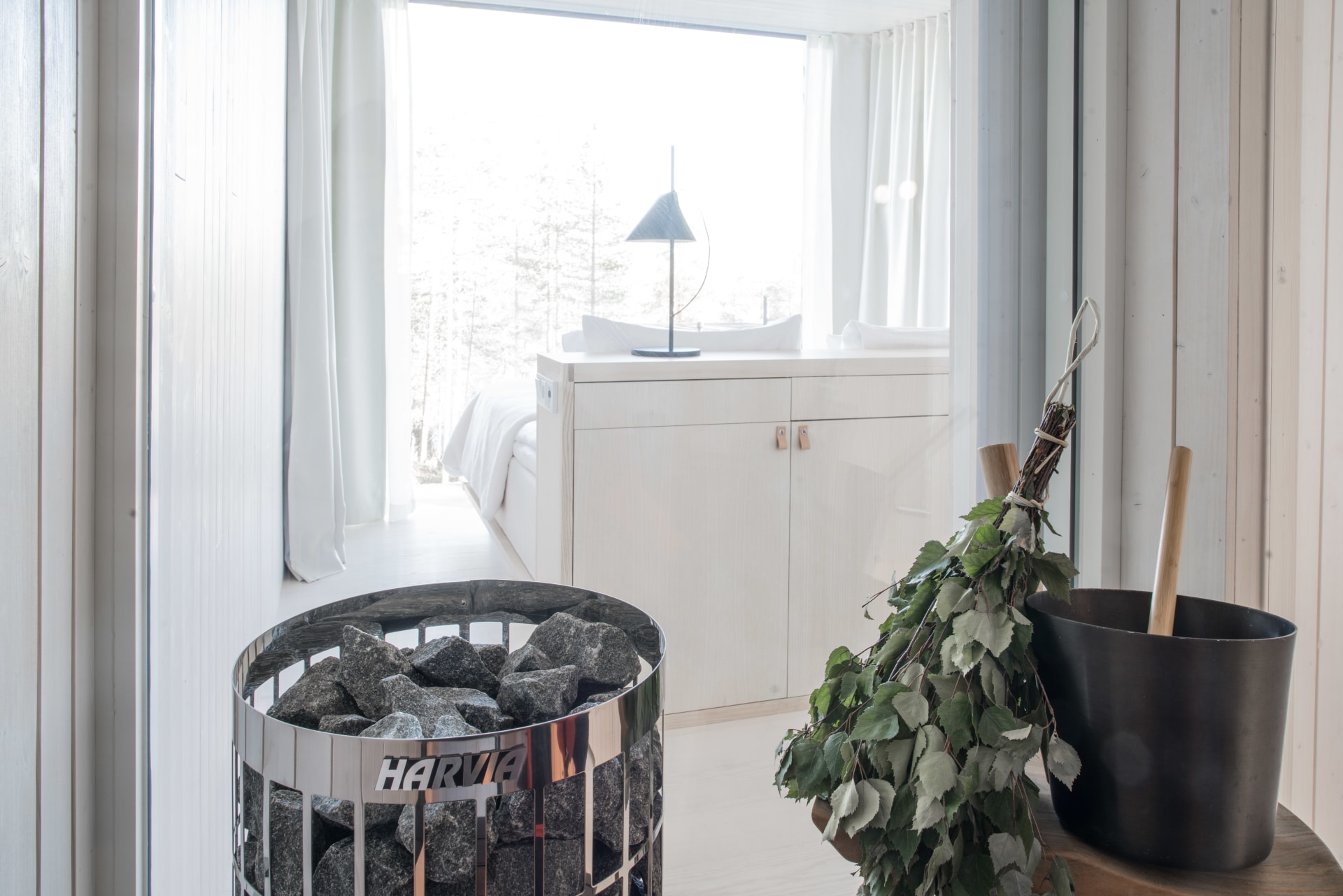 Sauna in Arctic TreeHouse Executive Suite