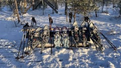 Snowshoes on a break in the sunshine