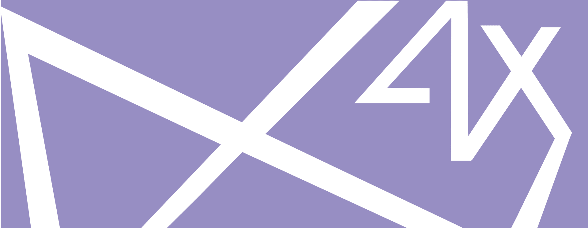 4X-konseptin logo violetilla pohjalla.