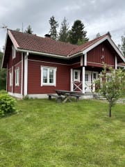 Cherry wood is front of holiday house