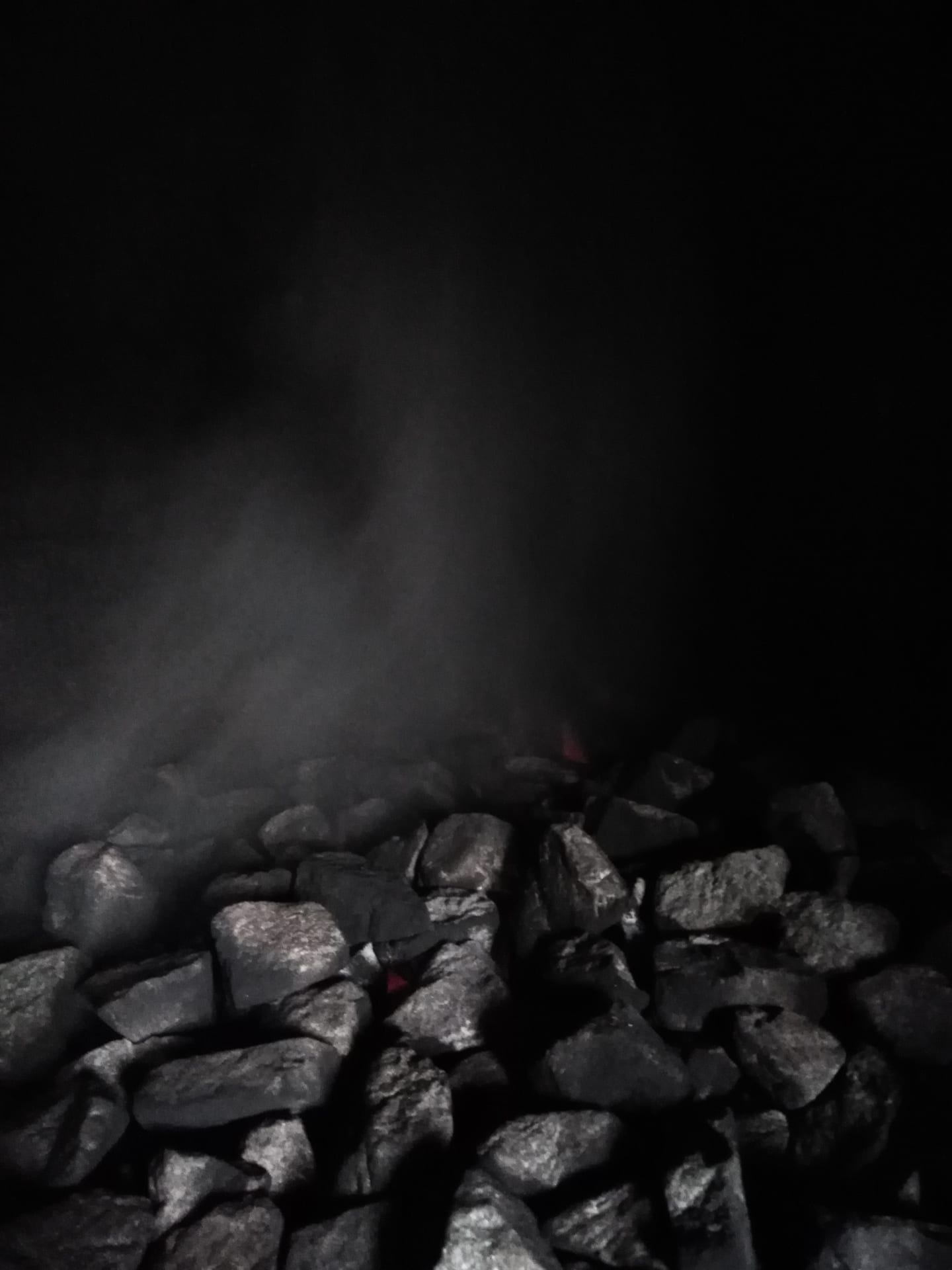 Mystical smoke sauna stones.