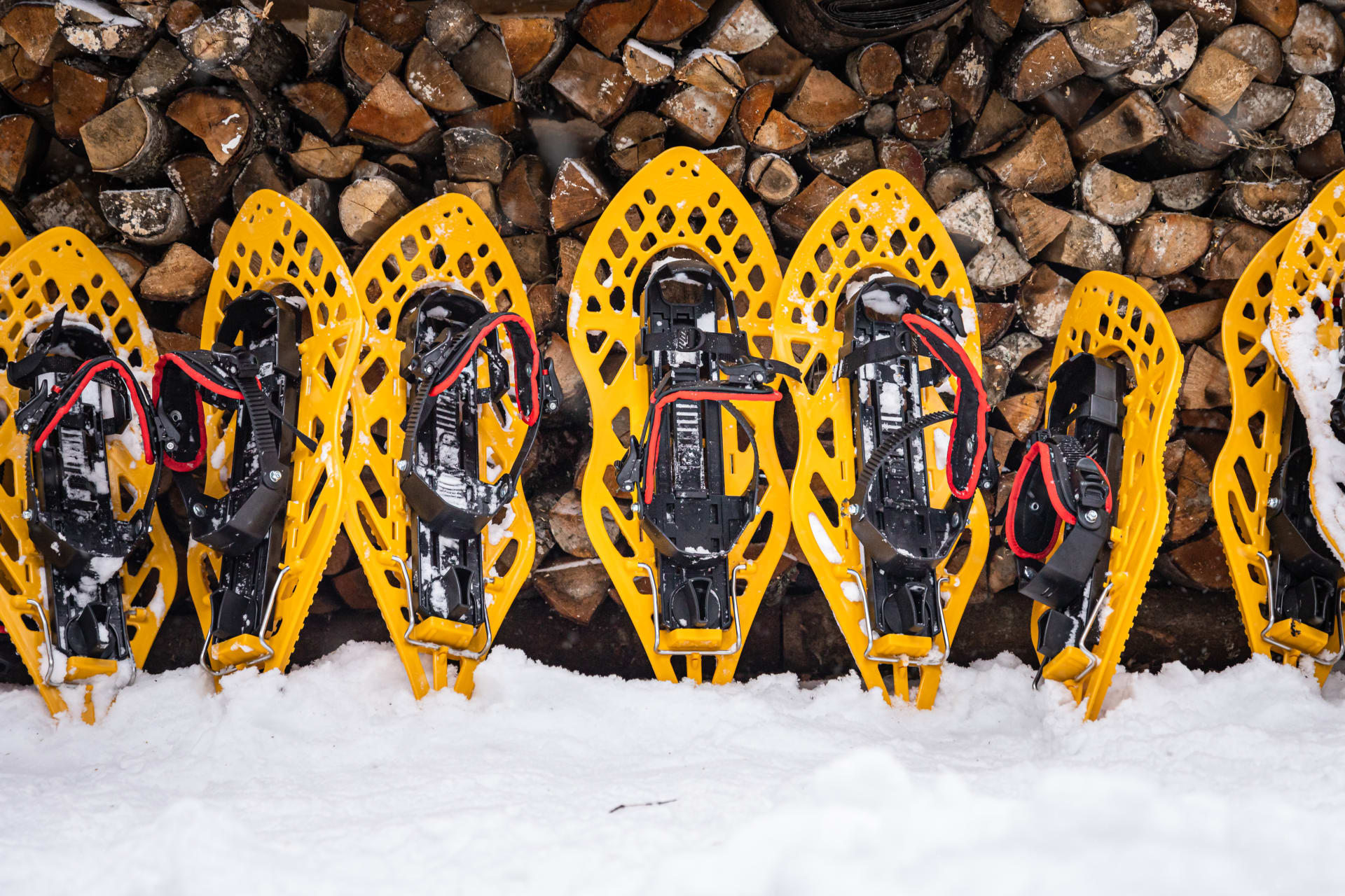 Snow shoes of a snow shoeing trek at Niemilomat