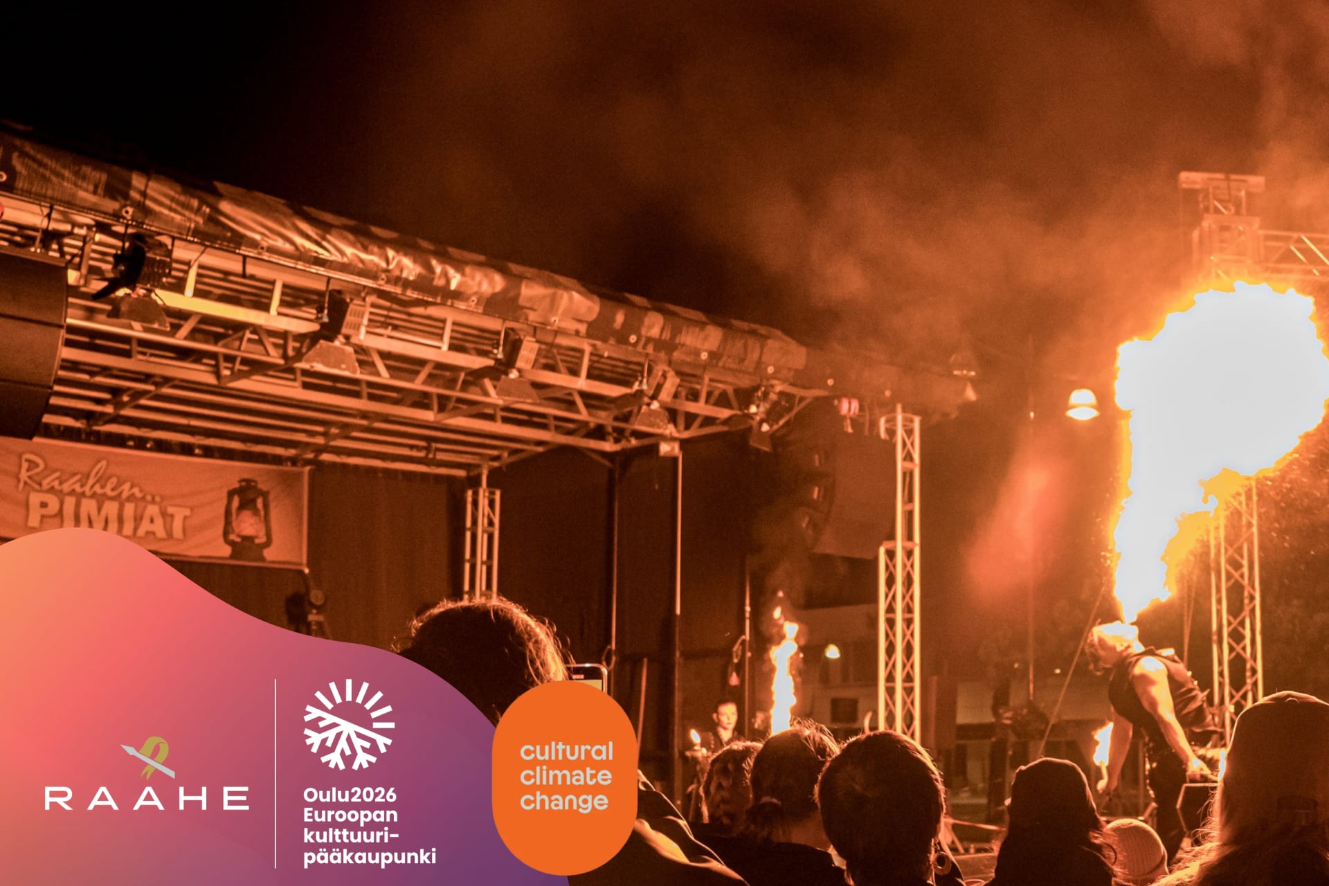 Fire show at Raahen Pimiät Festival.