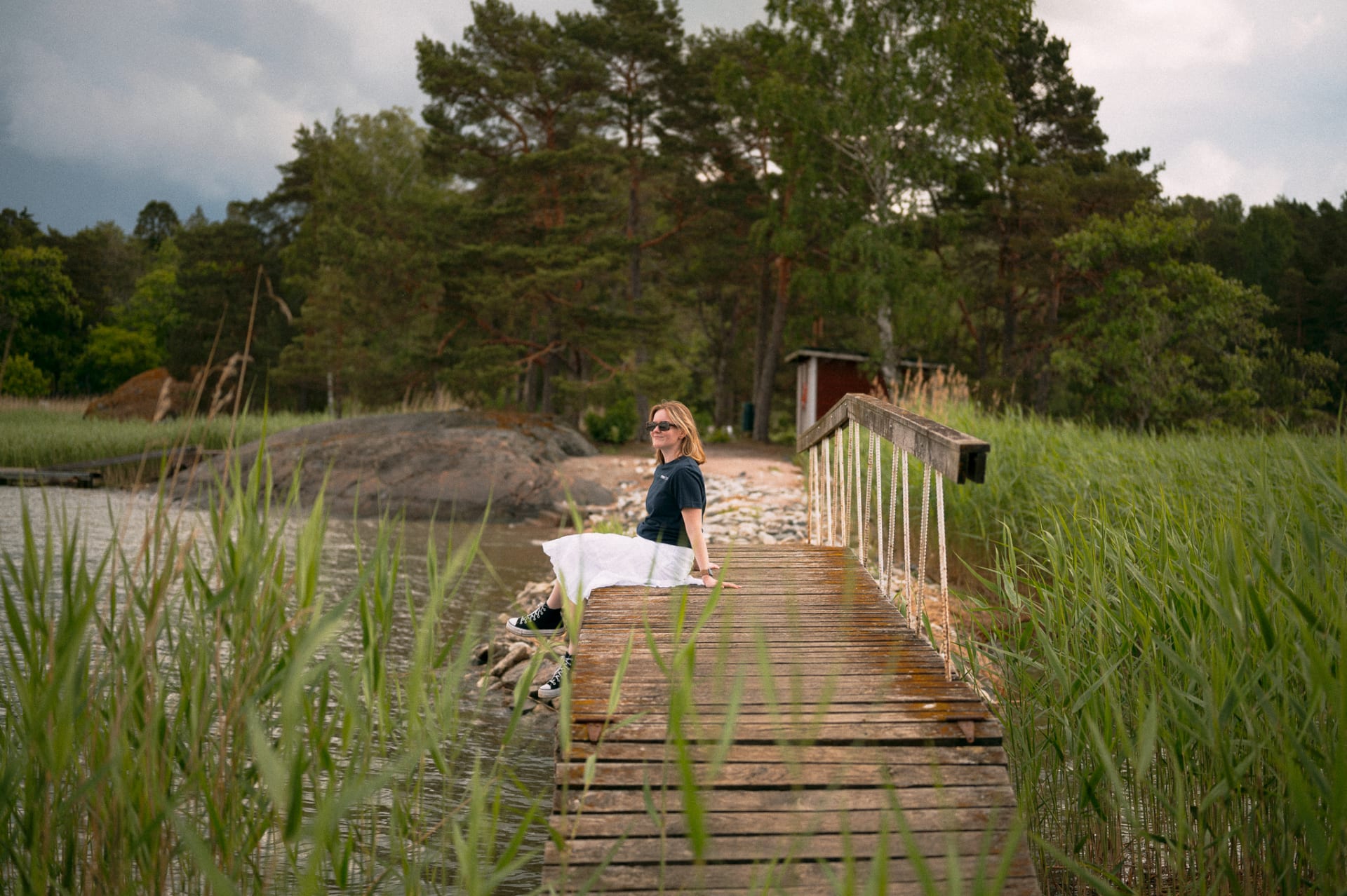 Enjoy summer day sitting on the small bridge