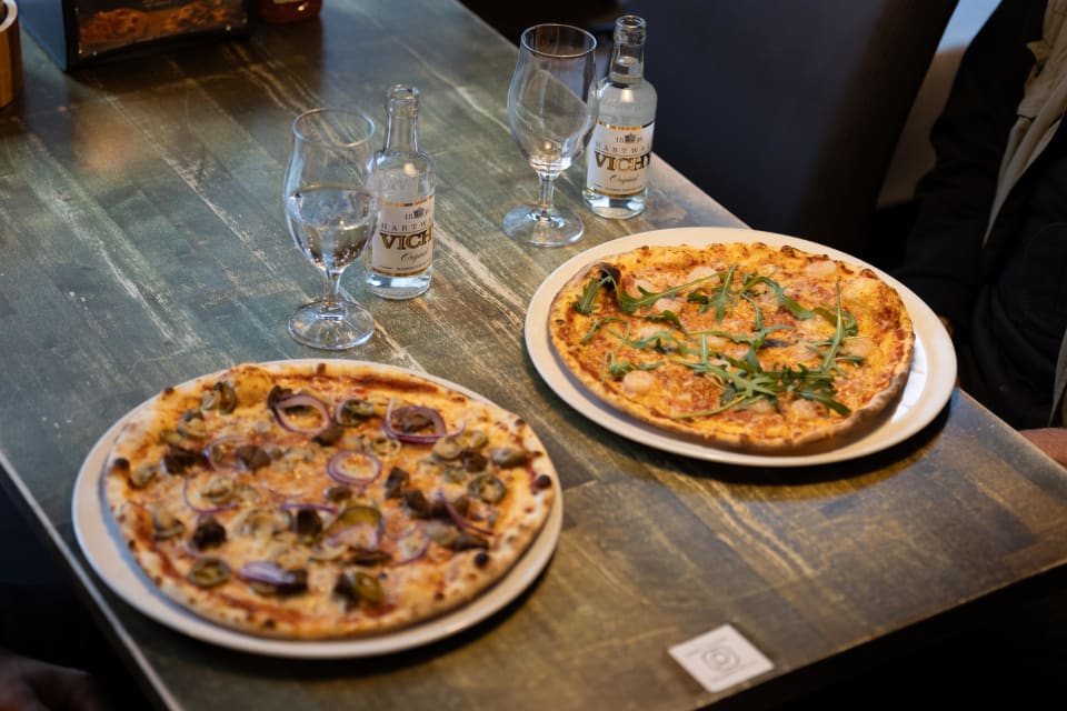 Two pizzas on the table