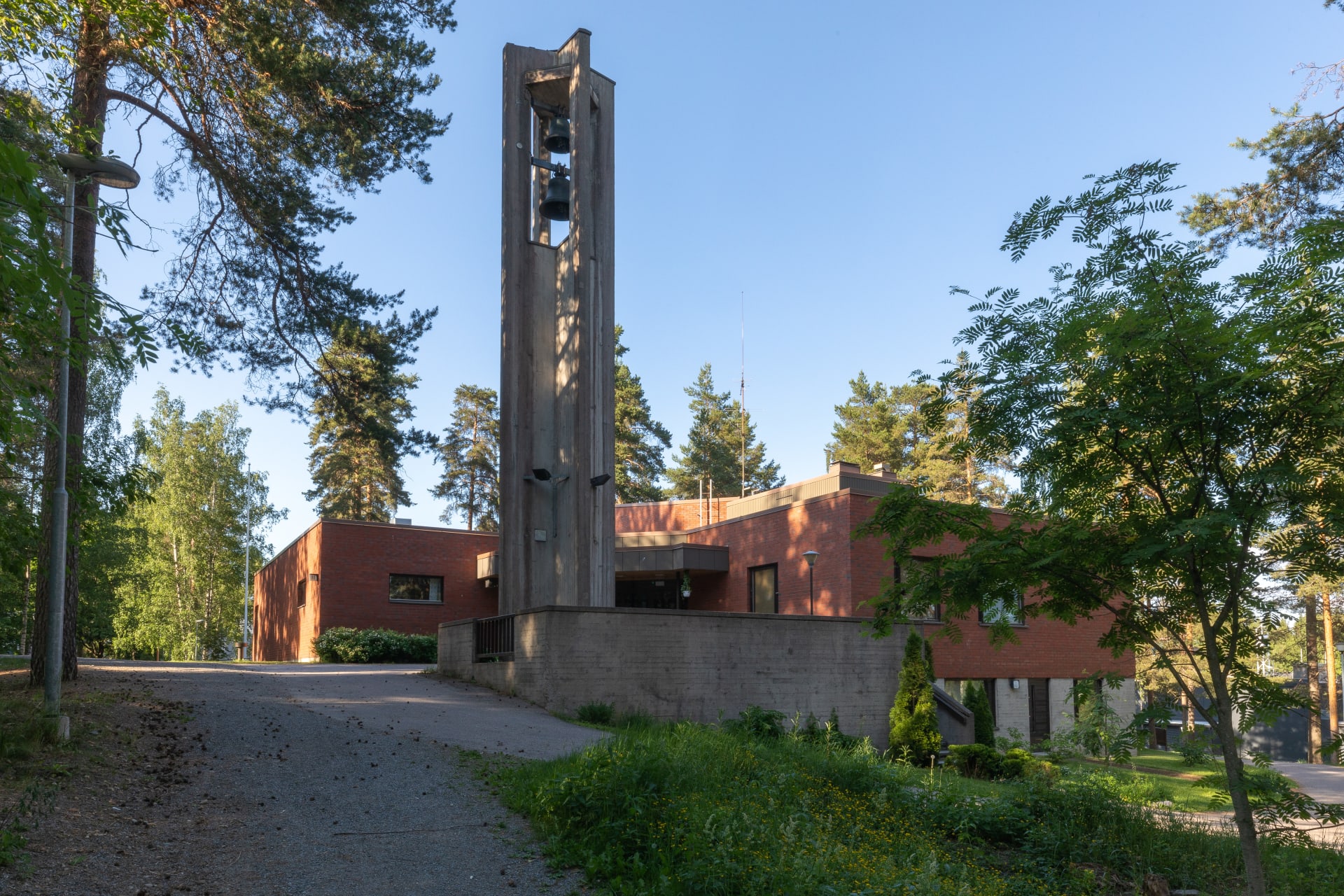 Teisko Church bell tower amidst trees