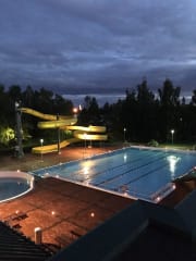 Outside pool are during the summer (June-August)