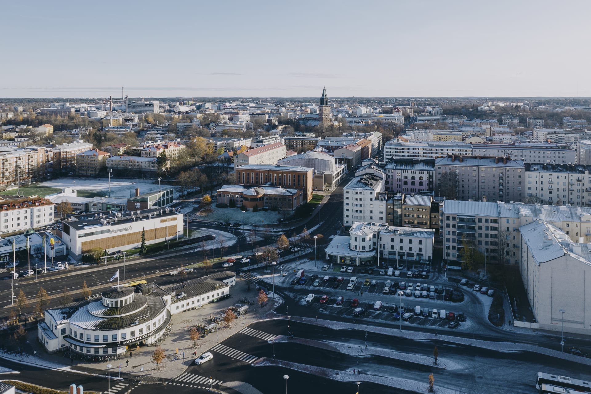 City view Turku in the winter, Hotelli Helmi in the forefront. City view Turku in the winter, Hotelli Helmi in the forefront.