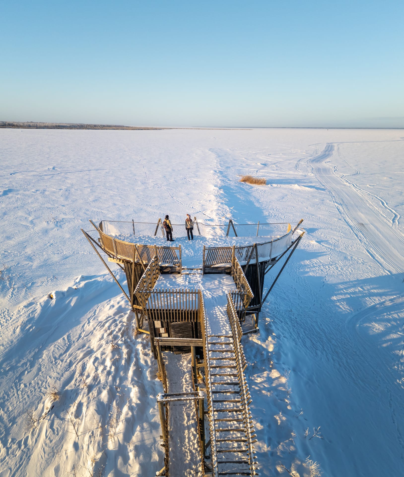Virkkula Birdwatching tower at winter.