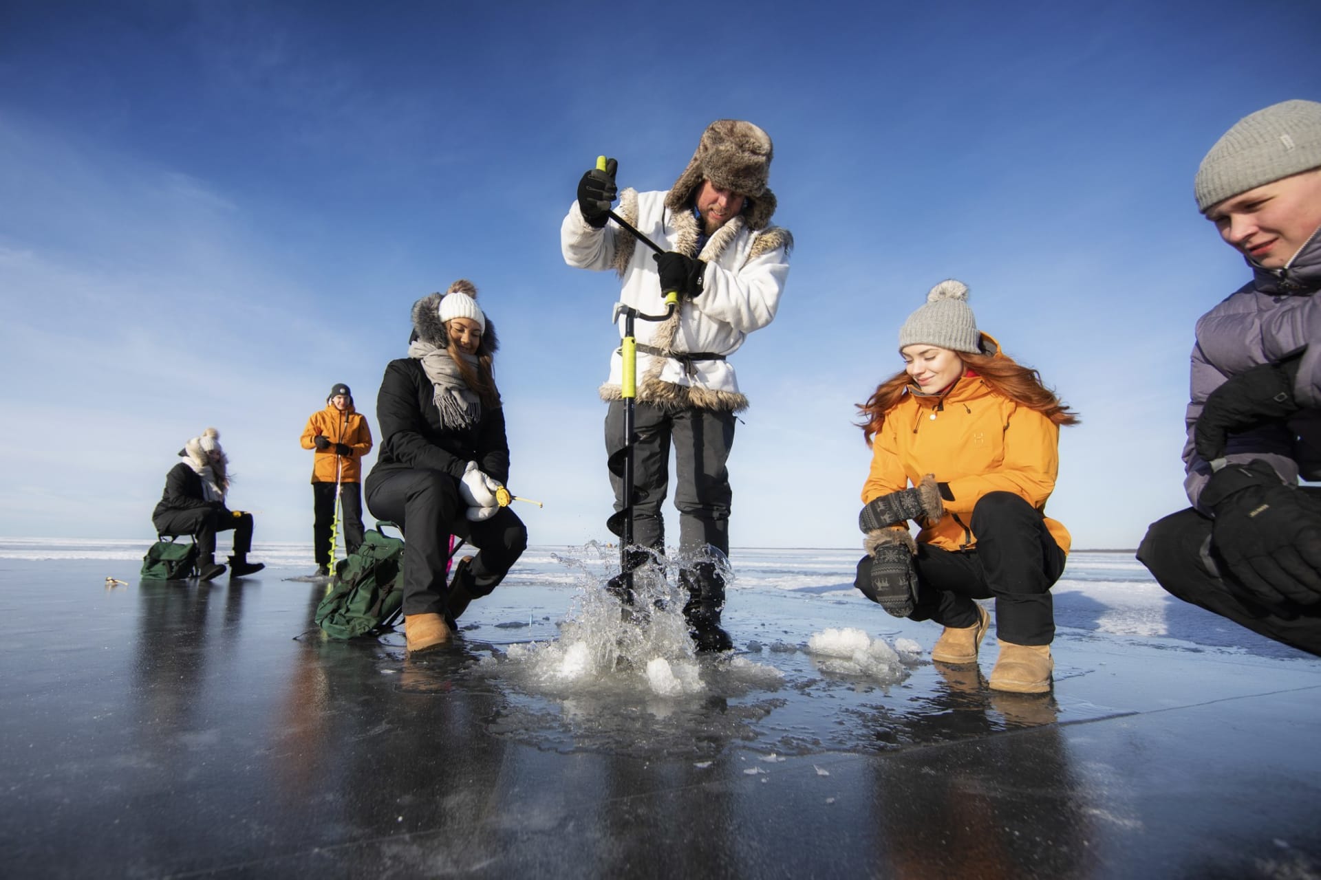 Winter fishing at the sea.