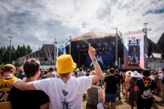 Festival crowd in front of the Ilosaarirock Main Stage in 2023.