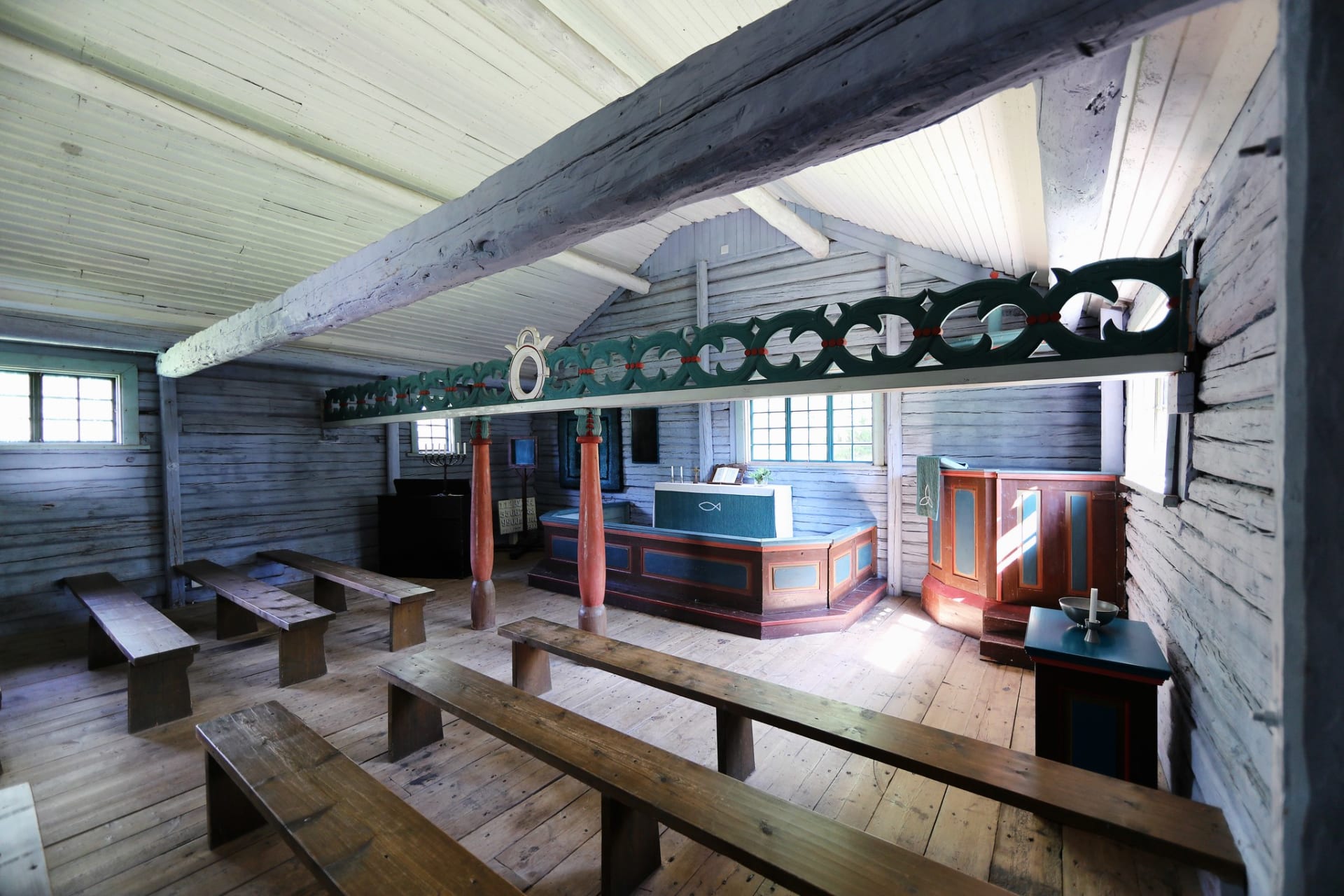 Inside Turkansaari museum church.