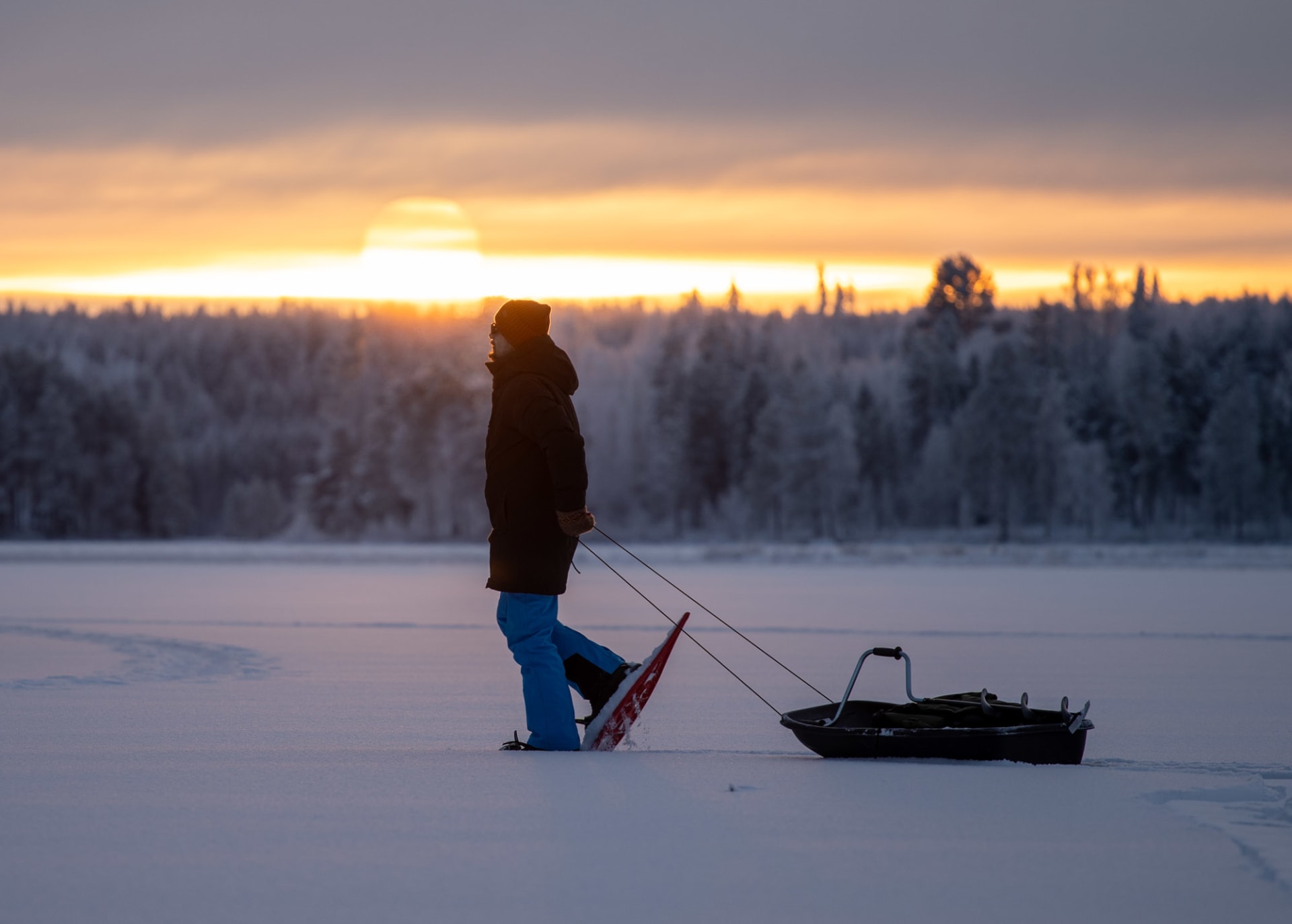 Snowshoeing and Ice Fishing in Kuhmo