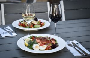 Pasta dishes and wine.