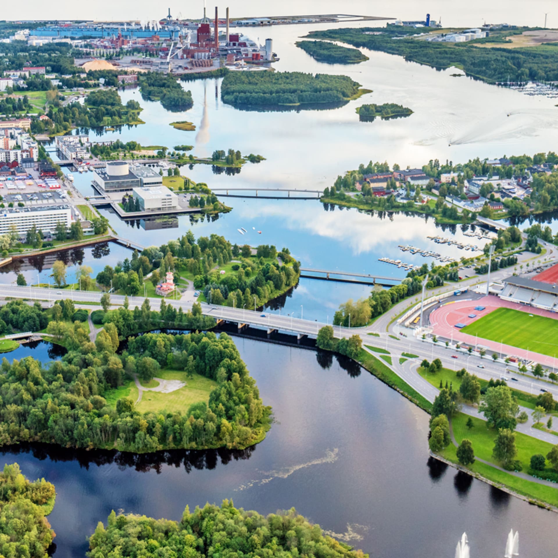 Oulujoki-river delta view from above