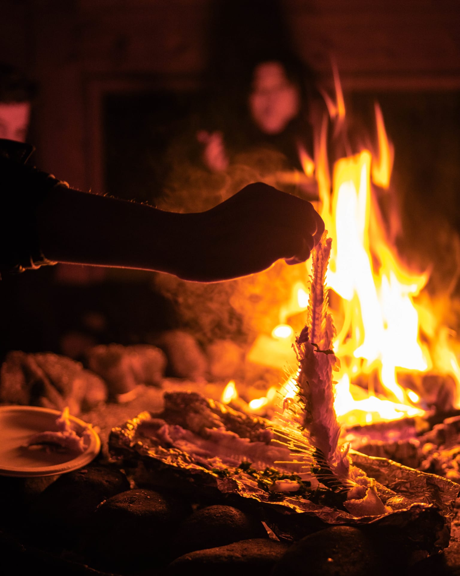 cooking by open fire