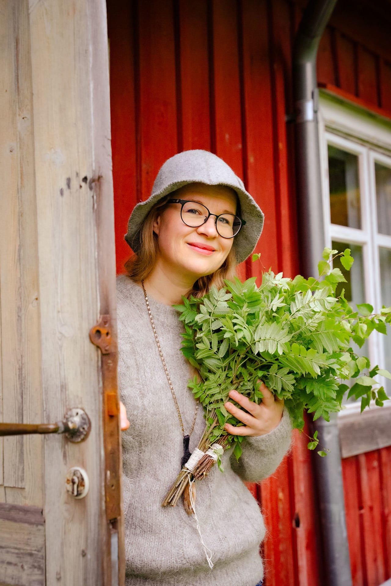 Sauna healer outside of the sauna Sauna healer outside of the sauna