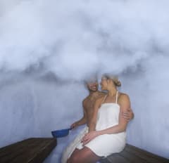 Inside Snow sauna at Arctic SnowHotel & Glass Igloos.