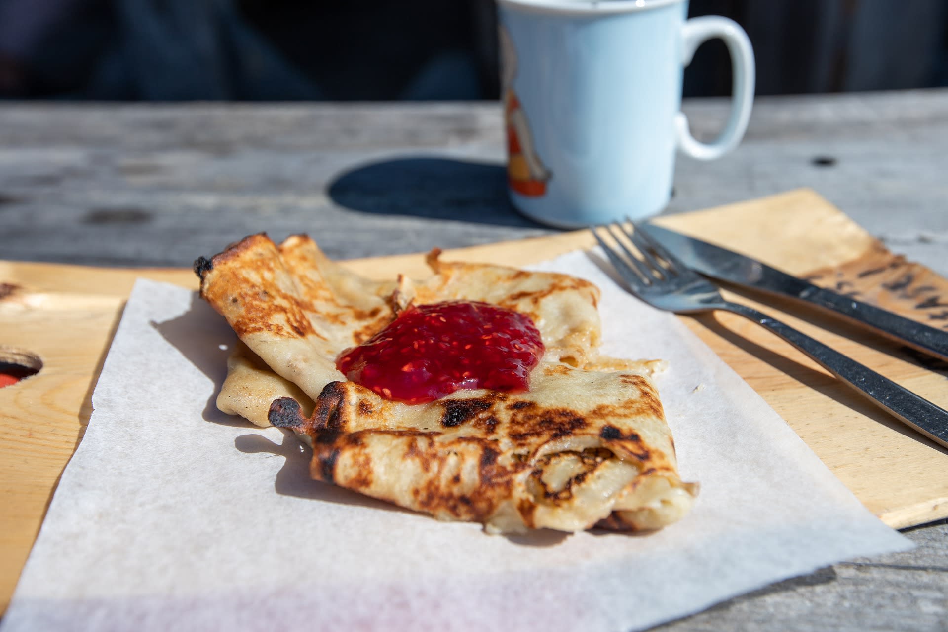 Traditional Finnish pancake with jam