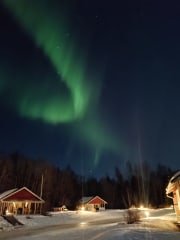 On clear winter nights, you can admire the northern lights from the cabins terrace.