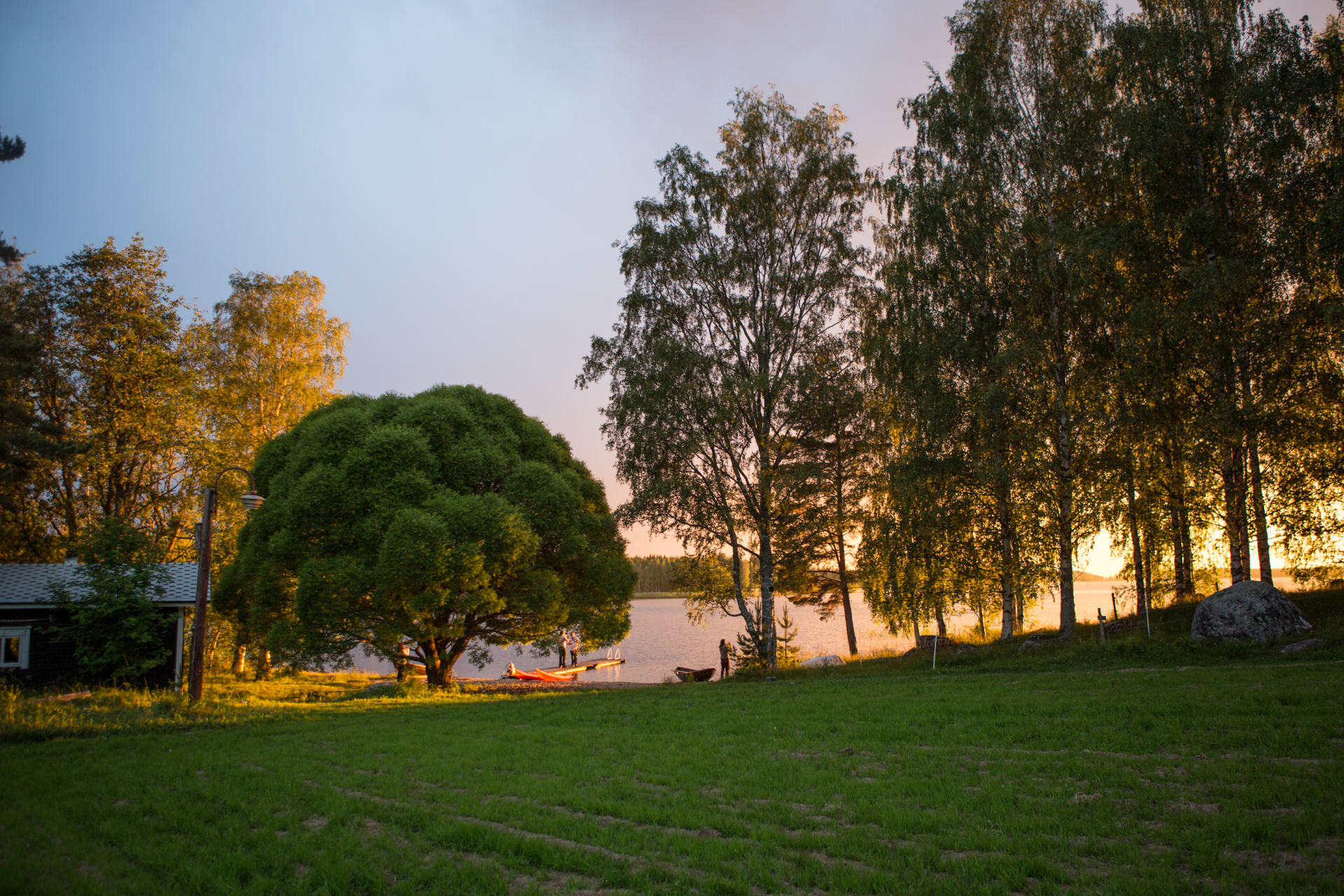 Traditional finnish sauna by the lake Saimaa, Puruvesi
