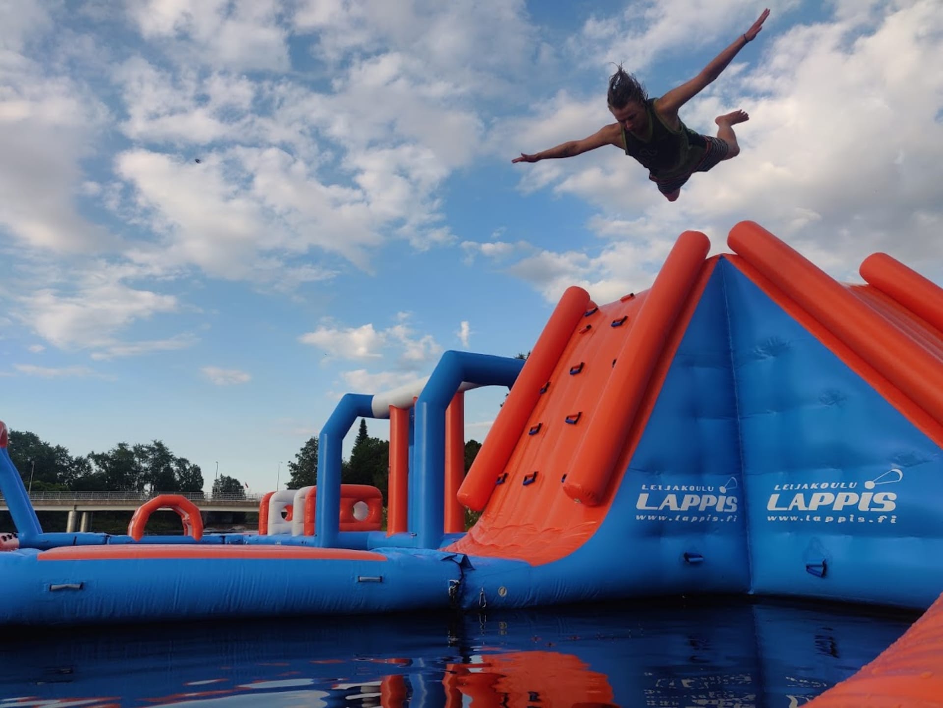 Water fun in floating water park in Oulu